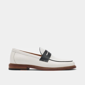 Calum White Leather Penny Loafers Air Cushion