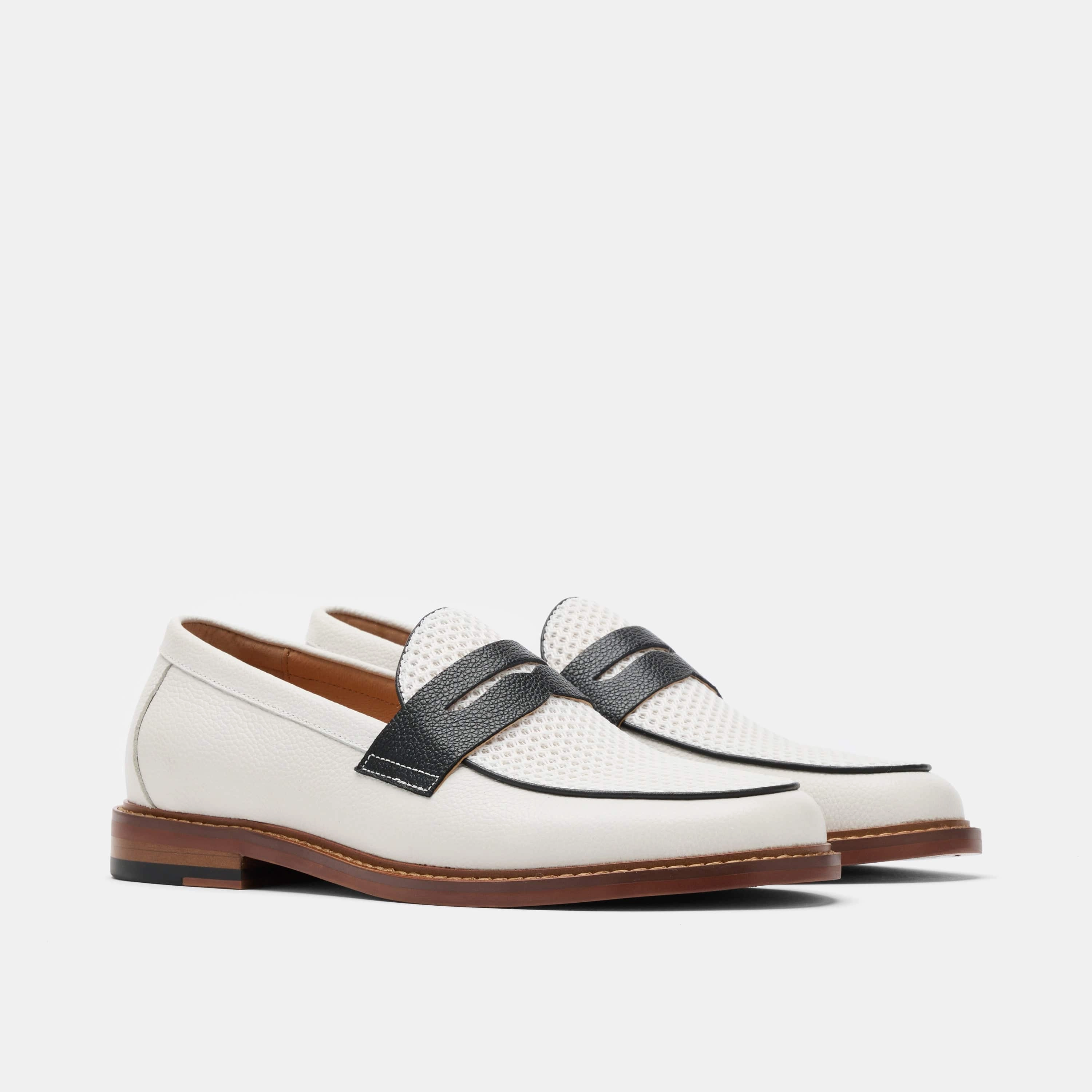 Trendy Design Calum White Leather Penny Loafers