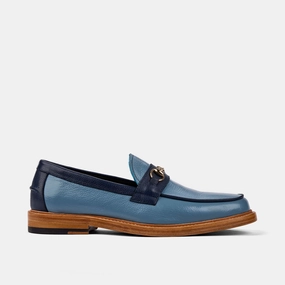 Boardwalk Blue Leather Horse-Bit Loafers Minimal Weight Urban Style