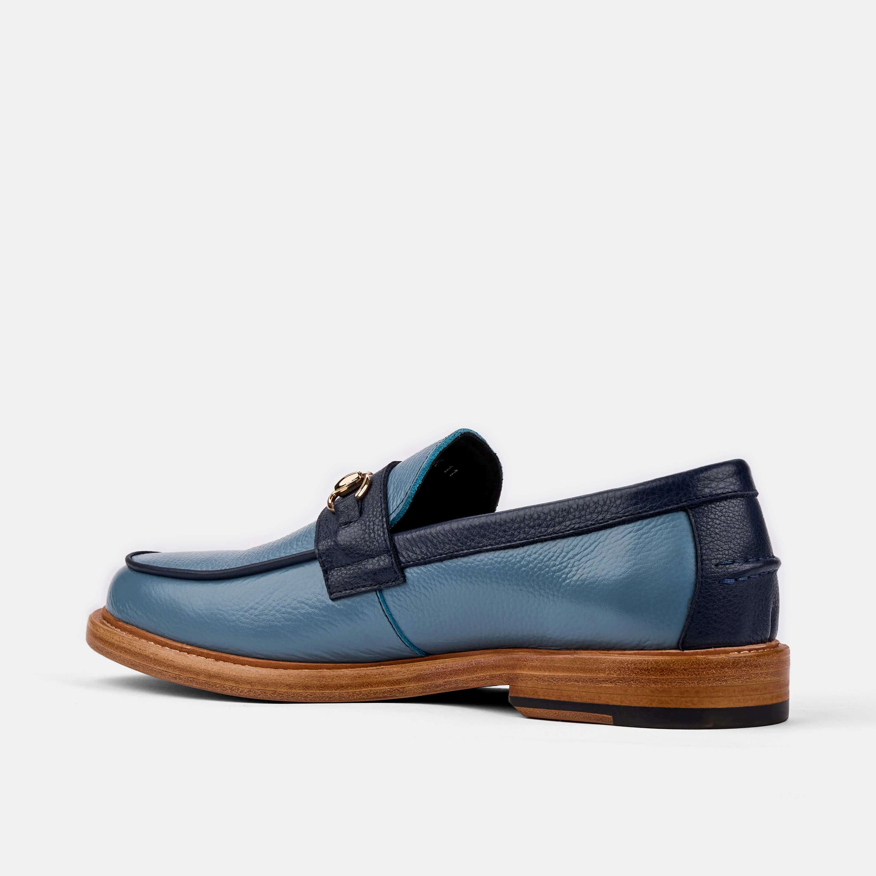 Trendy Footwear Boardwalk Blue Leather Horse-Bit Loafers