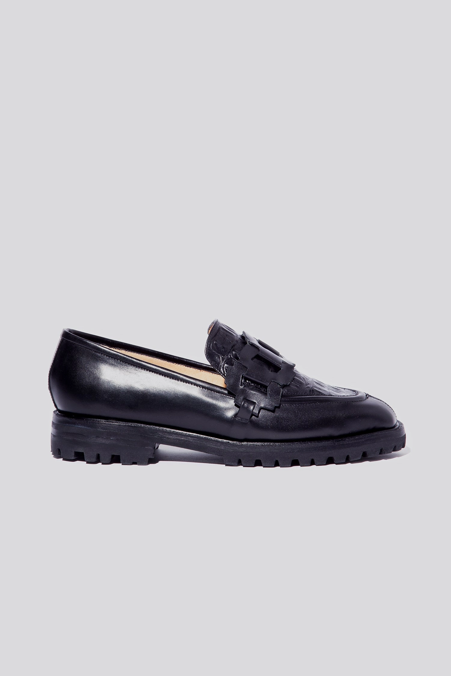 Trini Loafer in Black   Croco Stylish Sole