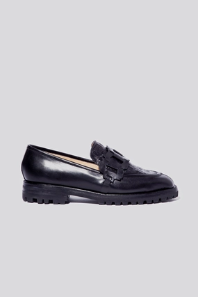 Trini Loafer in Black   Croco Stylish Sole