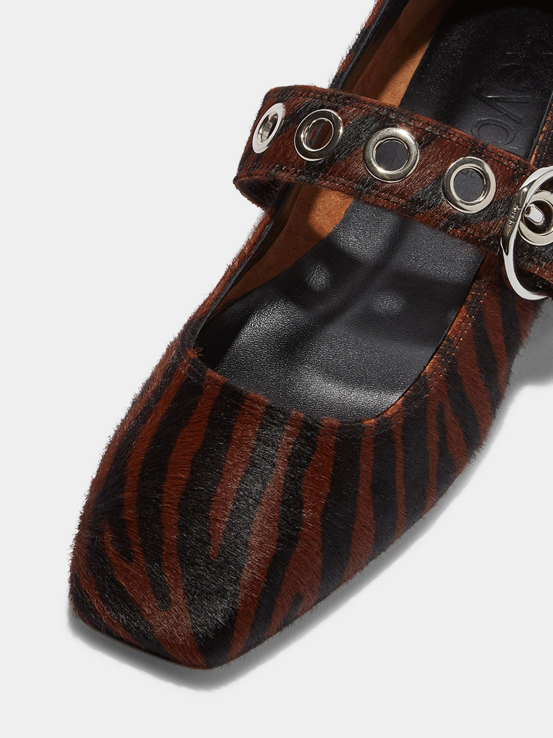Uma Eyelet Ponyhair Mary-Janes Easy Slip