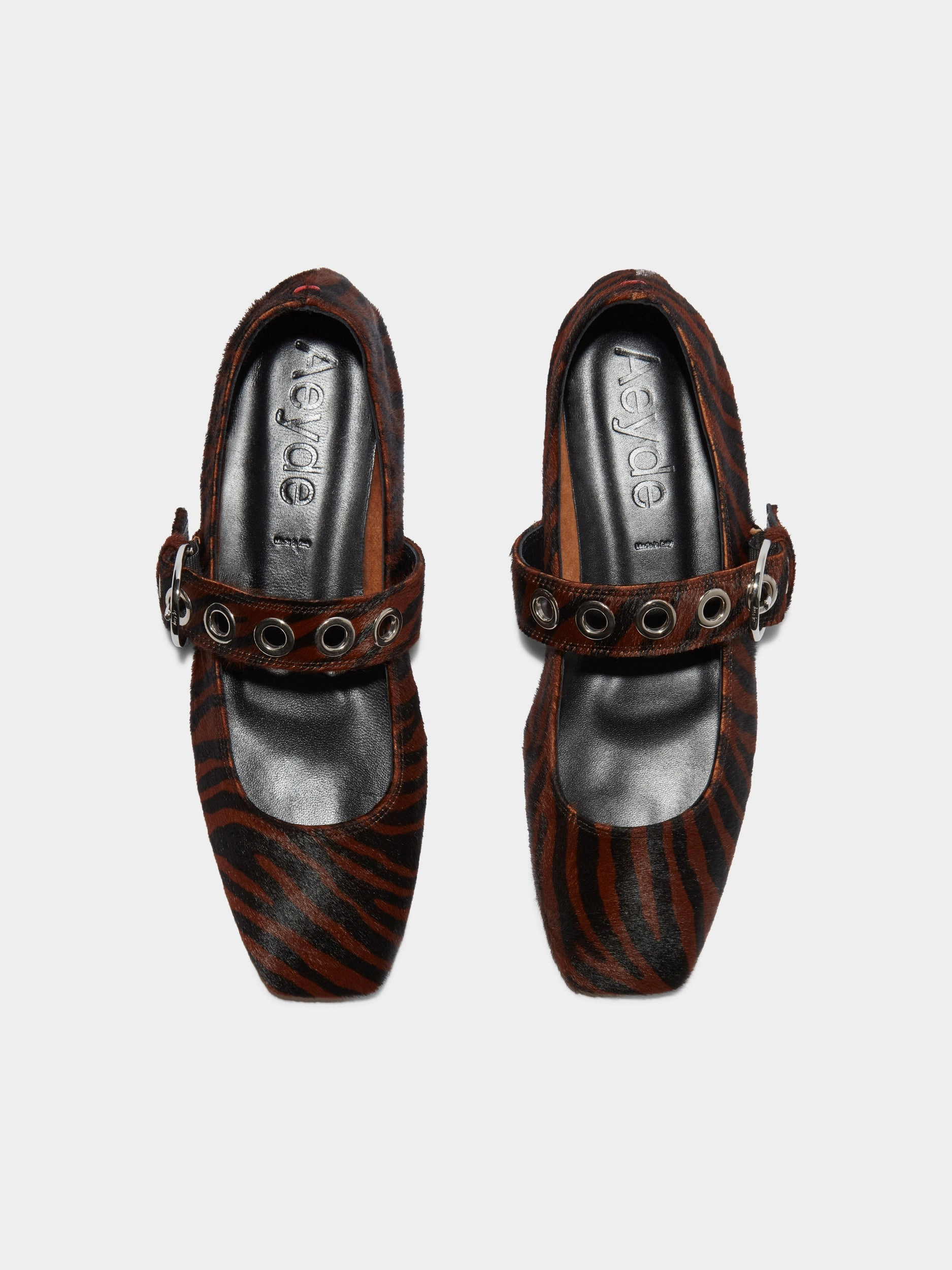 Uma Eyelet Ponyhair Mary-Janes Easy Slip