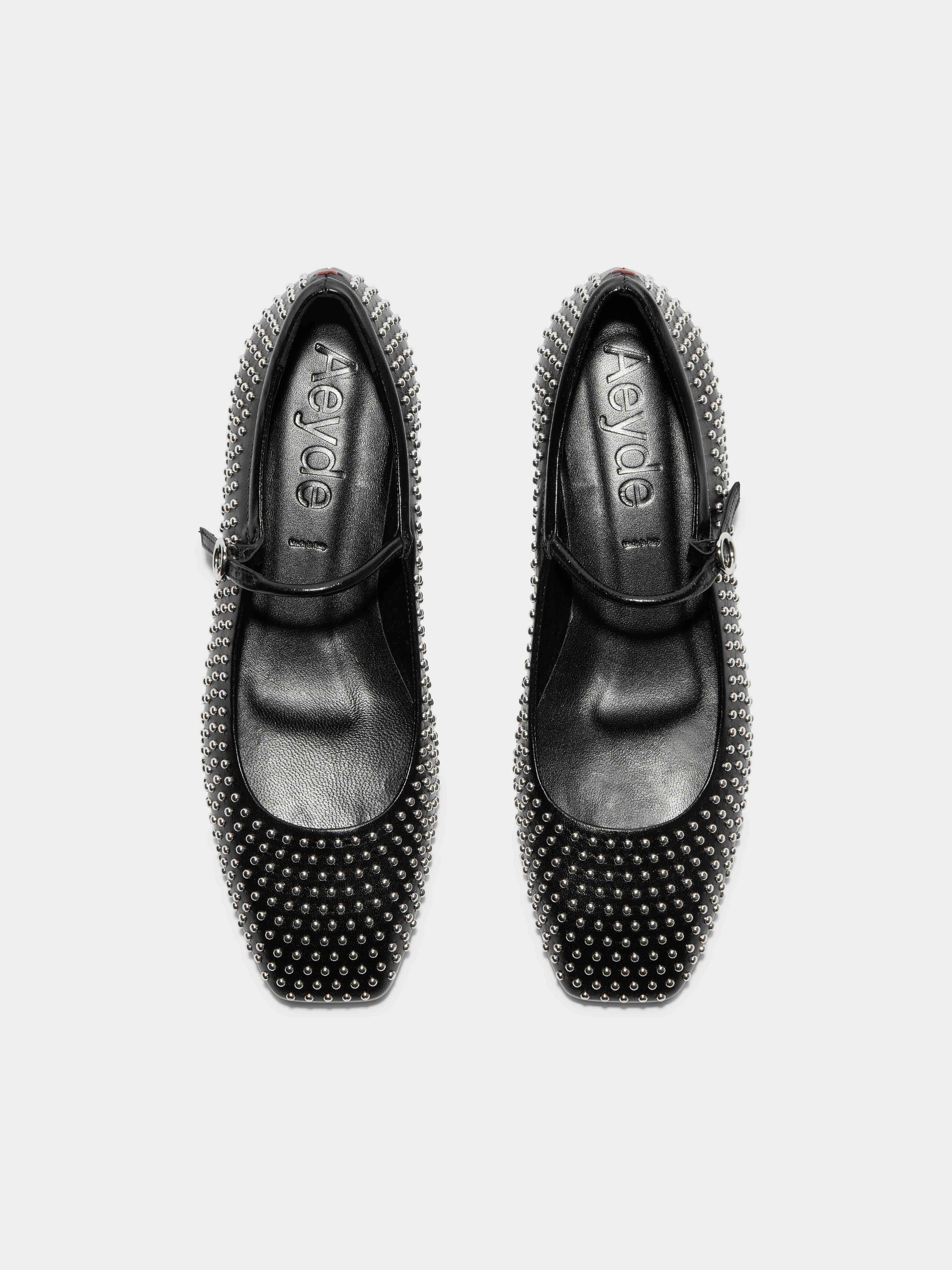Uma Mini Stud Leather Mary-Jane Flats Durable Craftsmanship