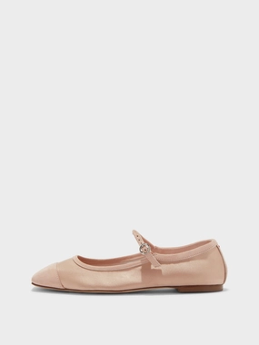 Quick-Dry Material Uma Satin Toe-Cap Mary-Jane Flats