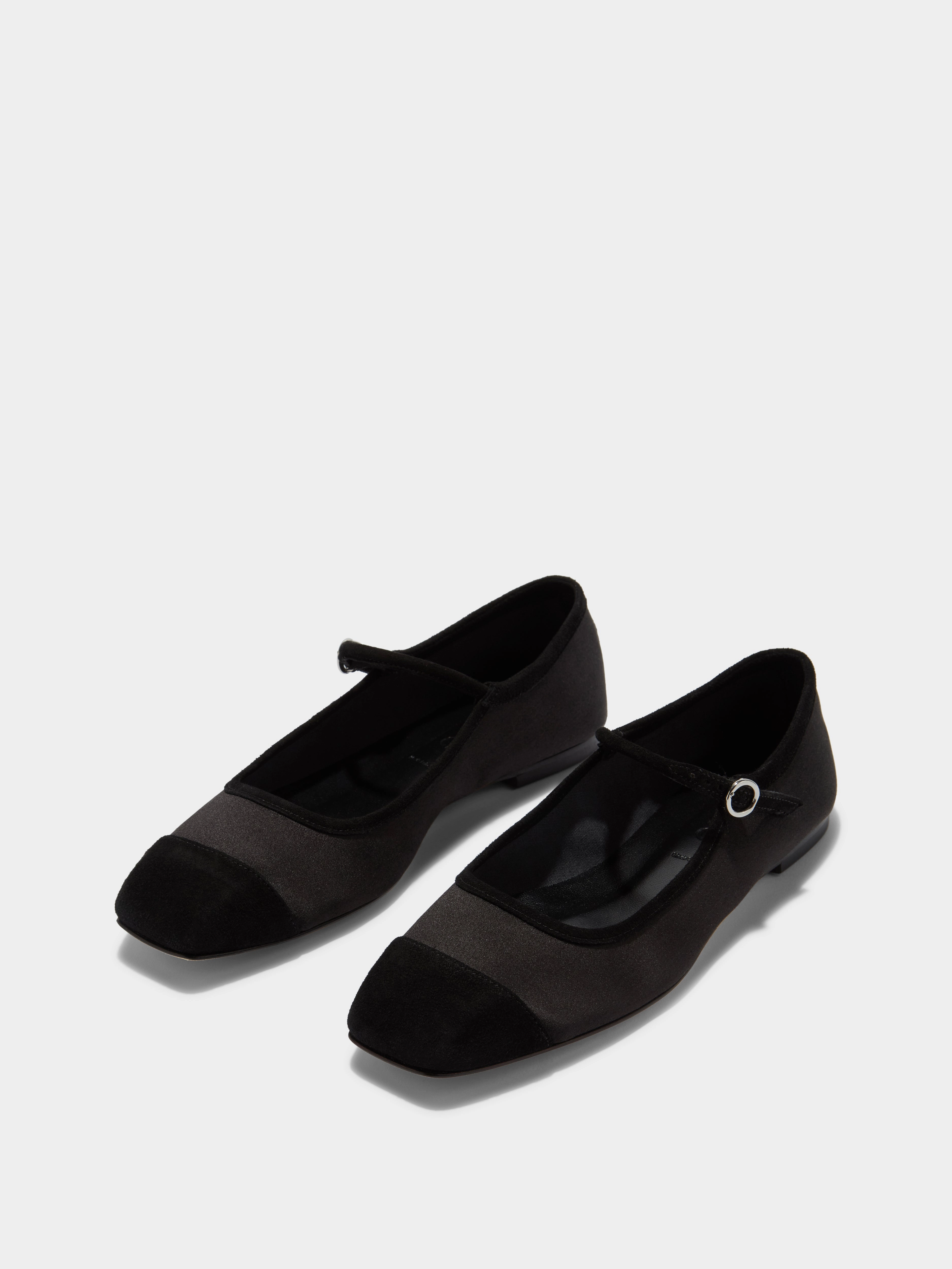 Uma Satin Toe-Cap Mary-Jane Flats Sleek Fit