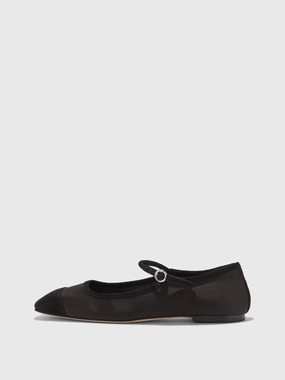 Uma Satin Toe-Cap Mary-Jane Flats All-Day Wear