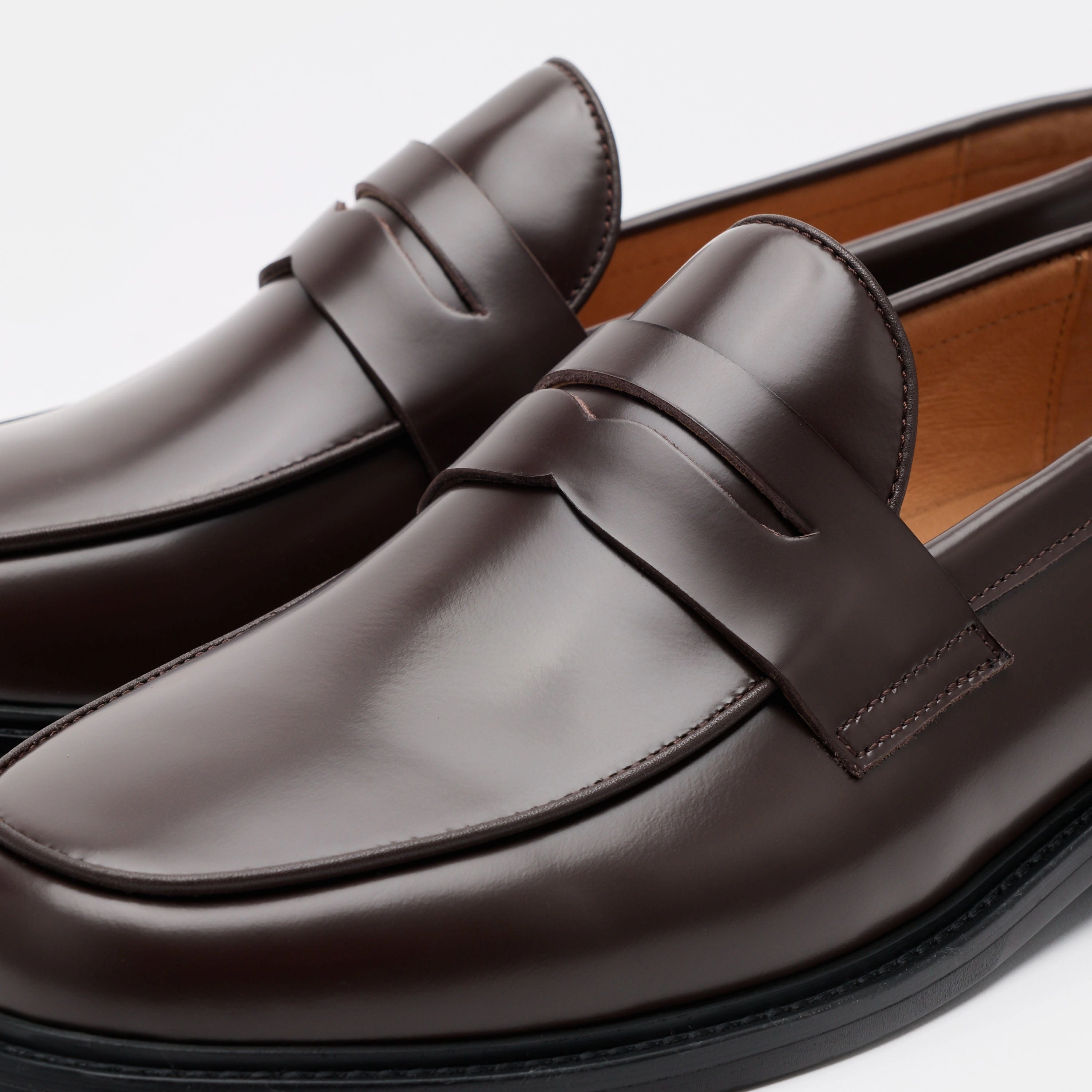 Understated Charm Calum Chocolate Brown Leather Penny Loafers