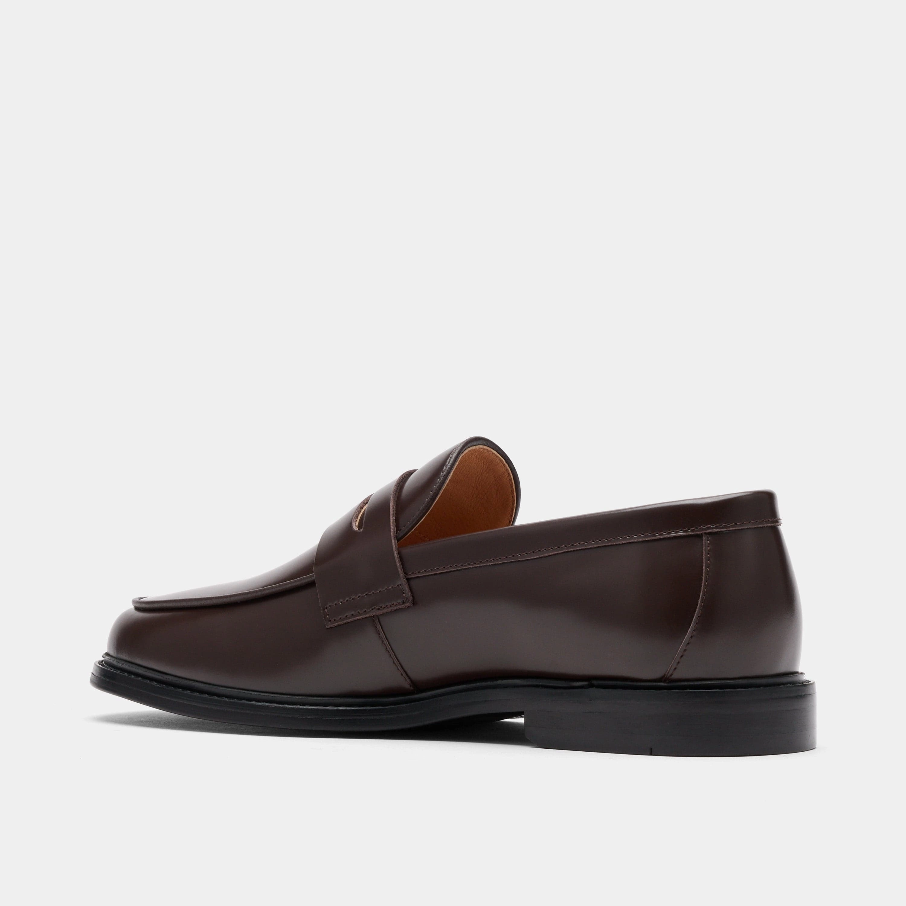 Understated Charm Calum Chocolate Brown Leather Penny Loafers