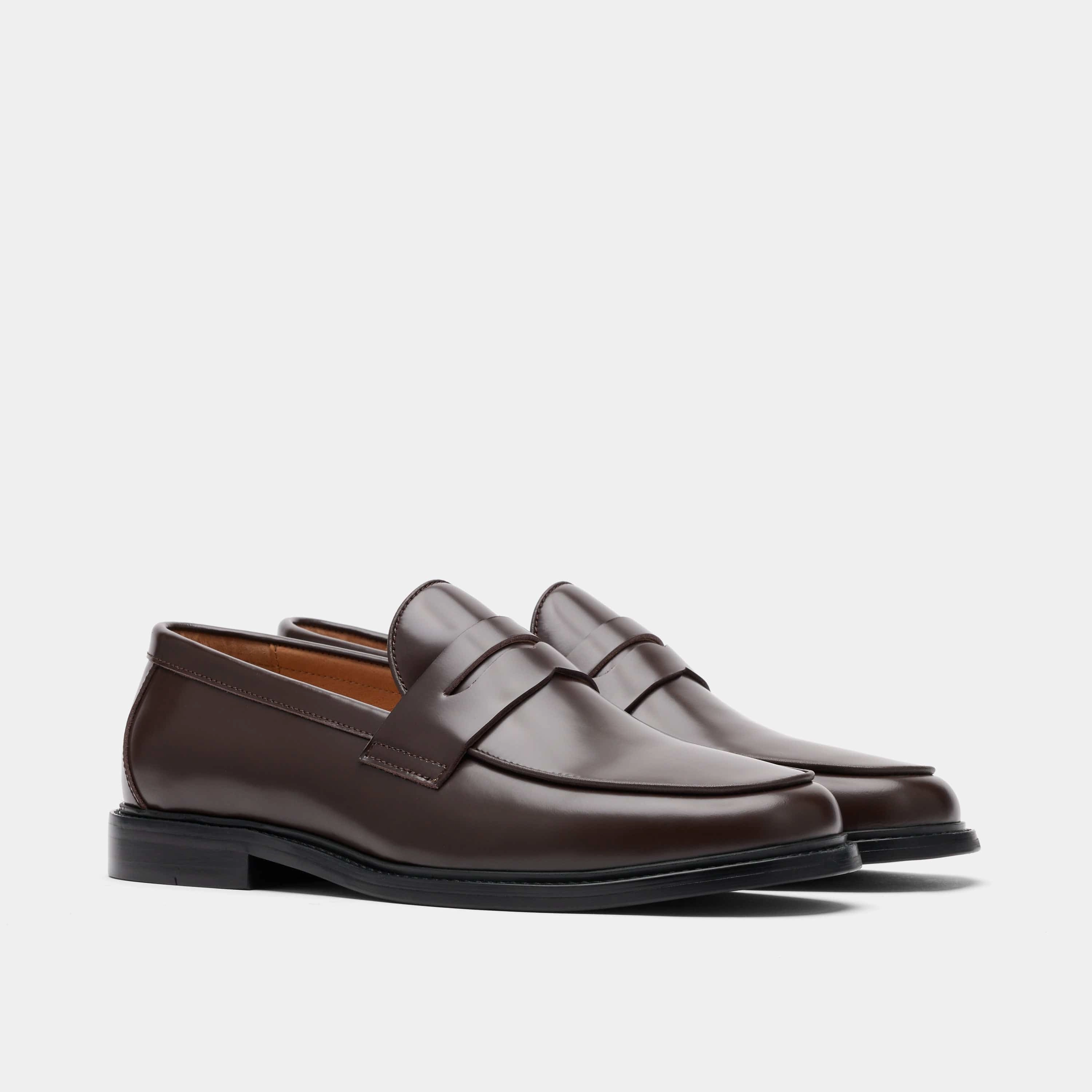 Understated Charm Calum Chocolate Brown Leather Penny Loafers