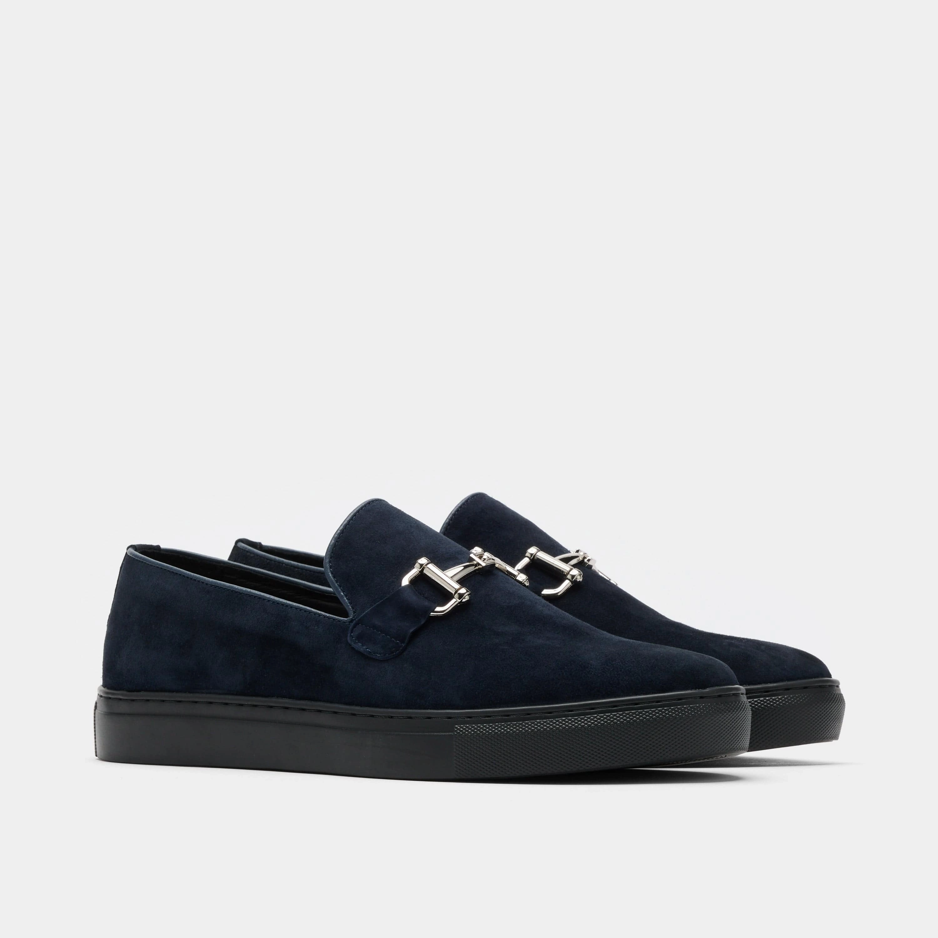 Unisex Comfort Boardwalk Navy Suede Horse-Bit Sneakers