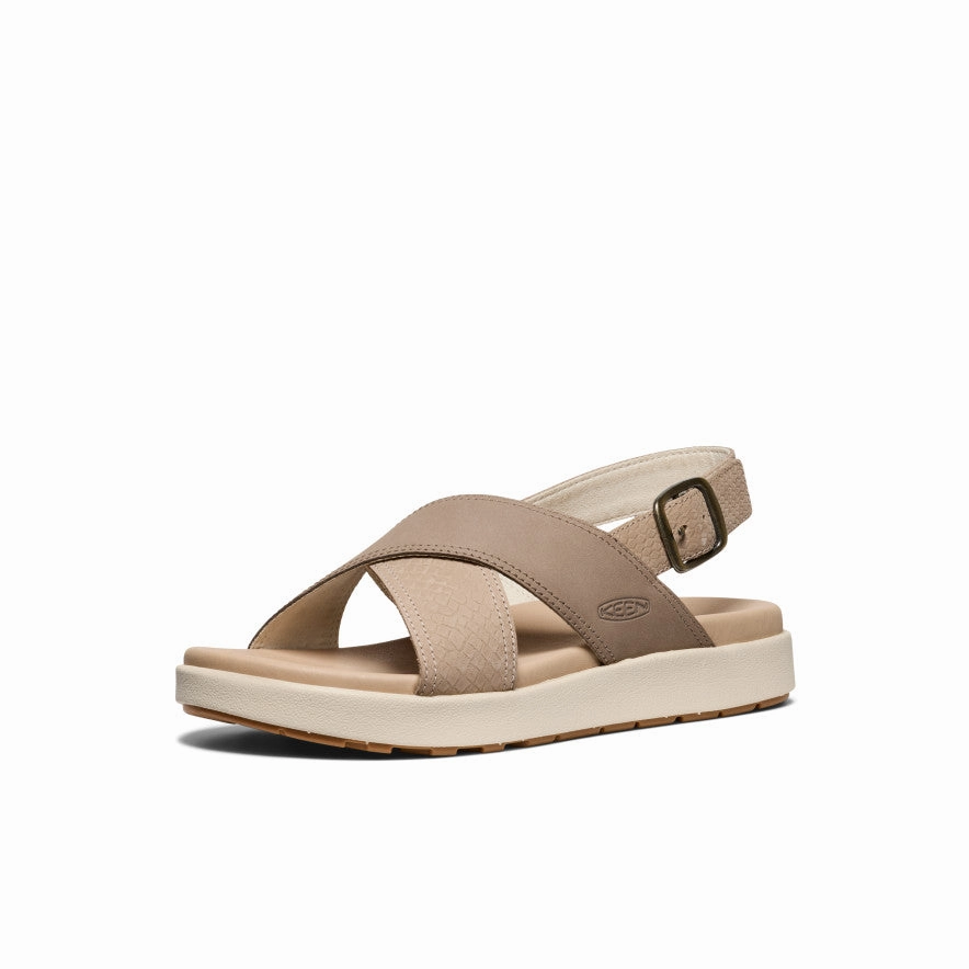 urban vibe Women's Elle Luxe Cross Strap Sandal  |  Plaza Taupe/Brindle