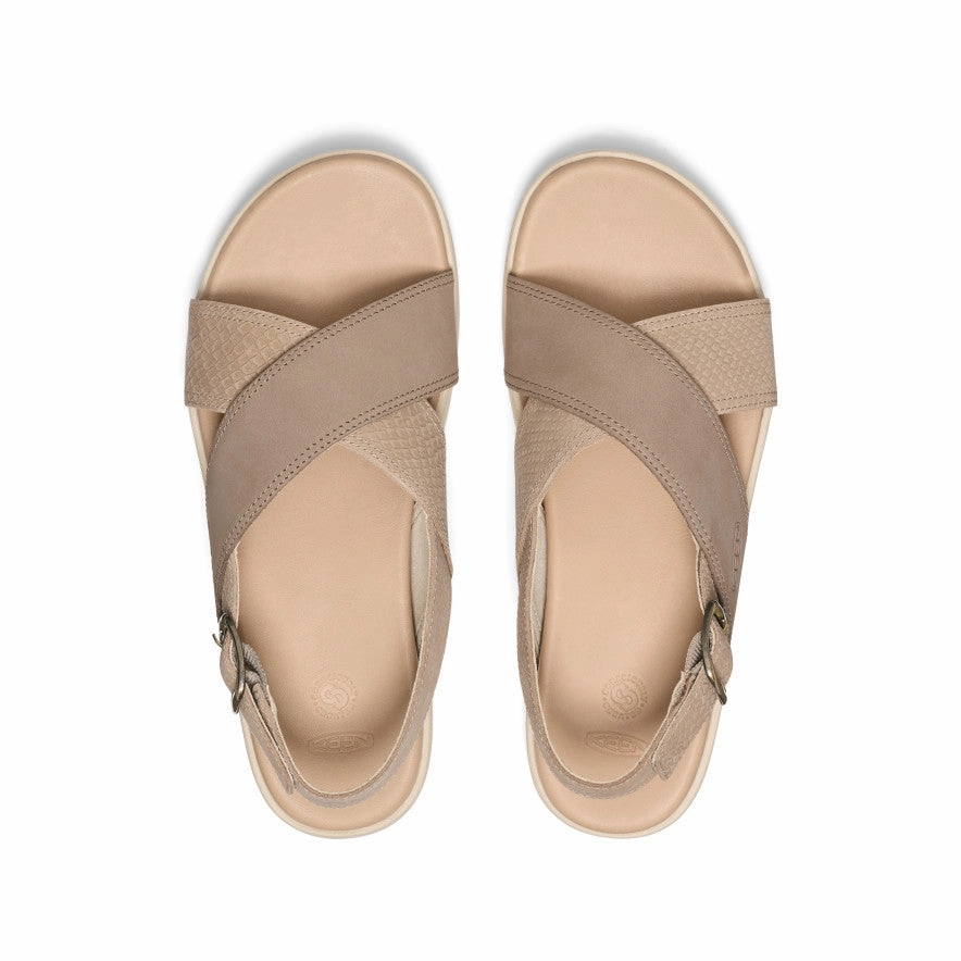 urban vibe Women's Elle Luxe Cross Strap Sandal  |  Plaza Taupe/Brindle