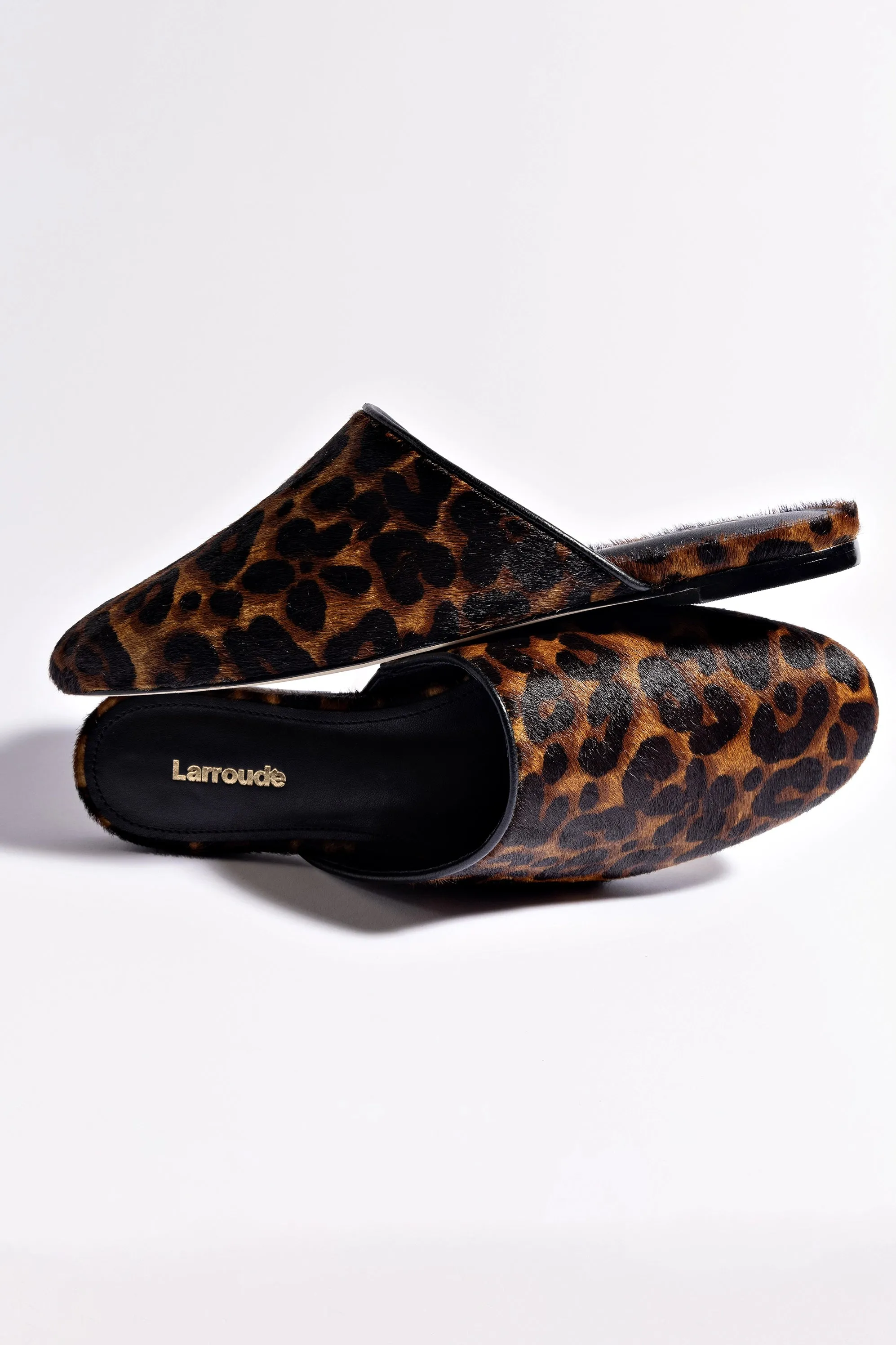 Venice Flat Mule In Leopard Print Calf Hair Foldable Travel