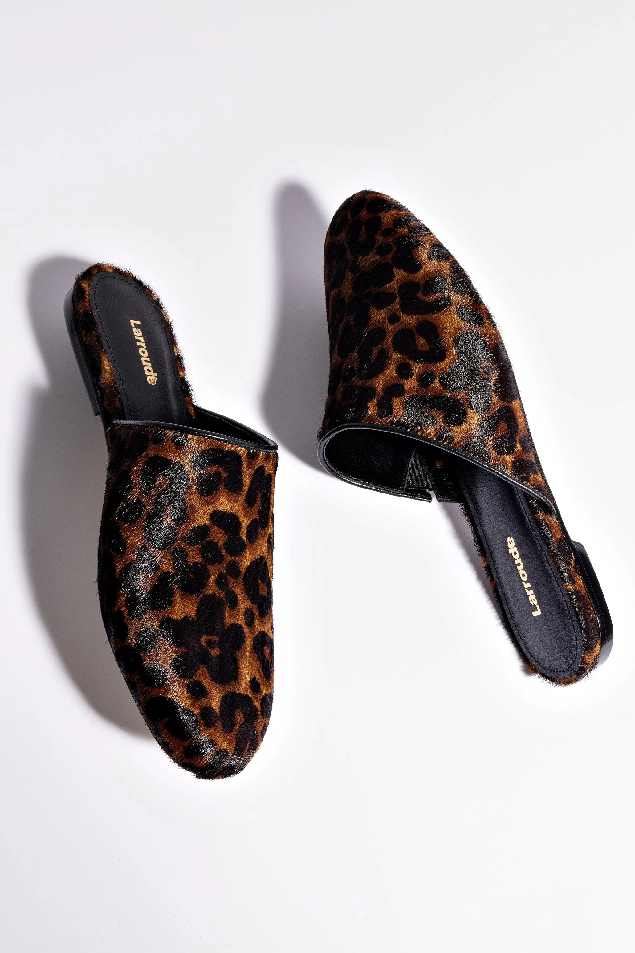 Venice Flat Mule In Leopard Print Calf Hair Foldable Travel