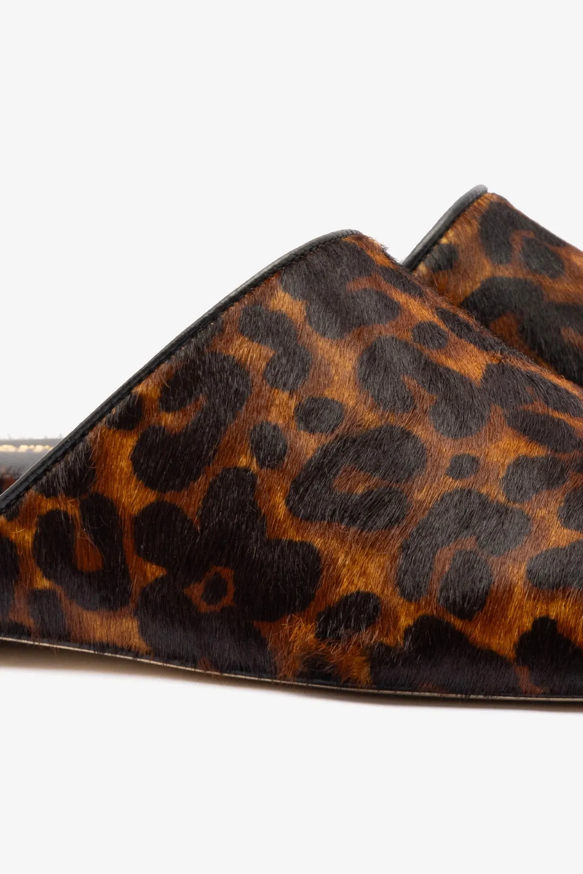 Venice Flat Mule In Leopard Print Calf Hair Foldable Travel