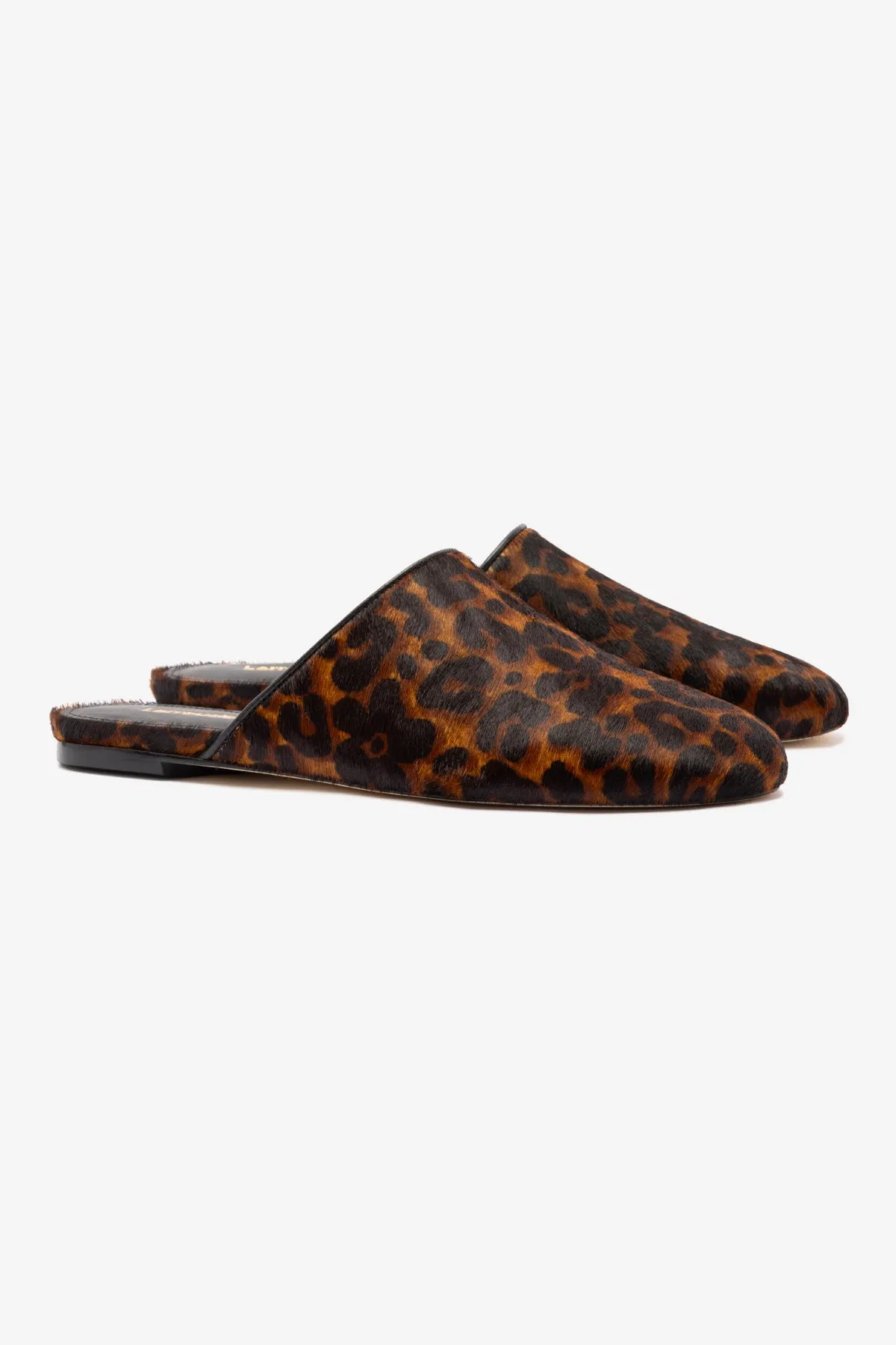 Venice Flat Mule In Leopard Print Calf Hair Foldable Travel