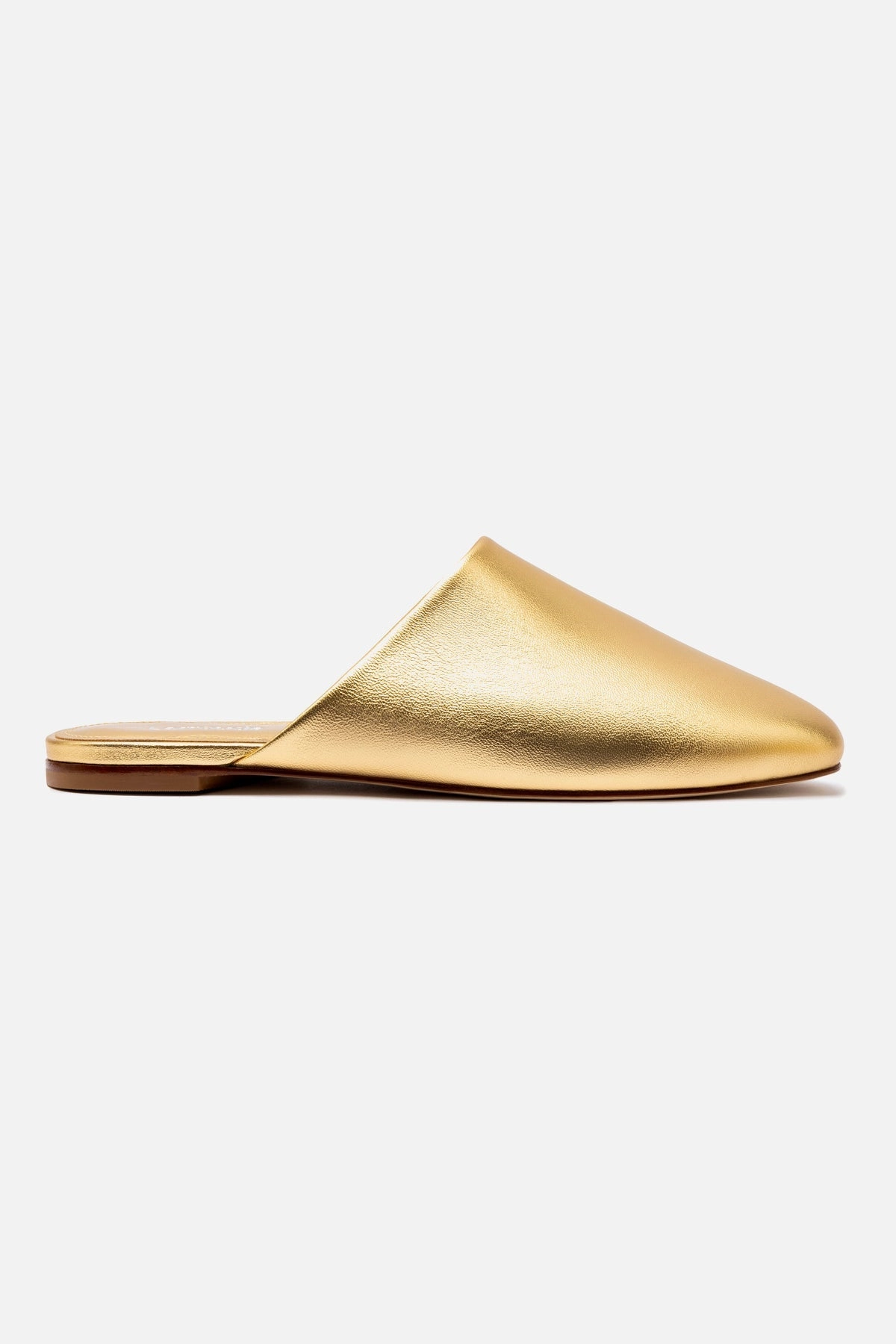 Venice Flat Mule and Pouch Kit In Gold Metallic Leather Durable Walk