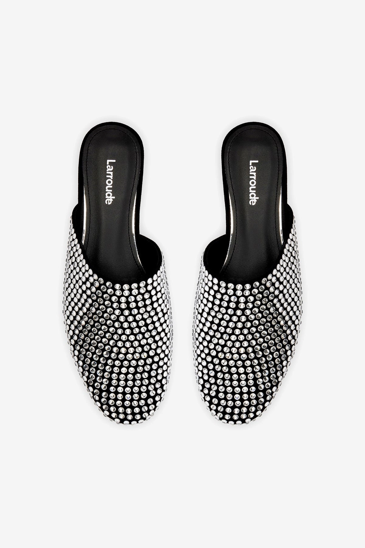 Venice Flat Mule Crystal In Black Suede Easy Fit