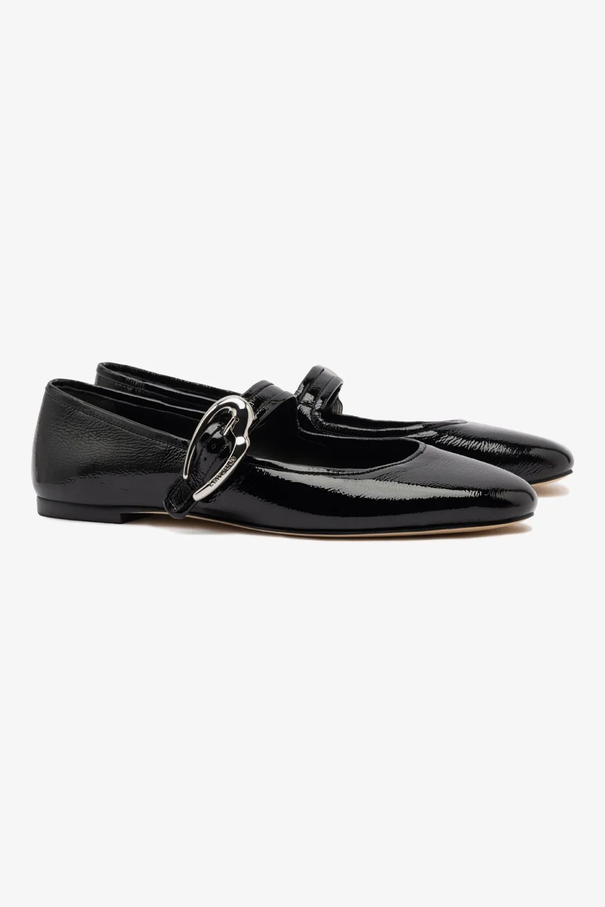 Verona Ballet Flat In Black Patent Leather Slip-On Style