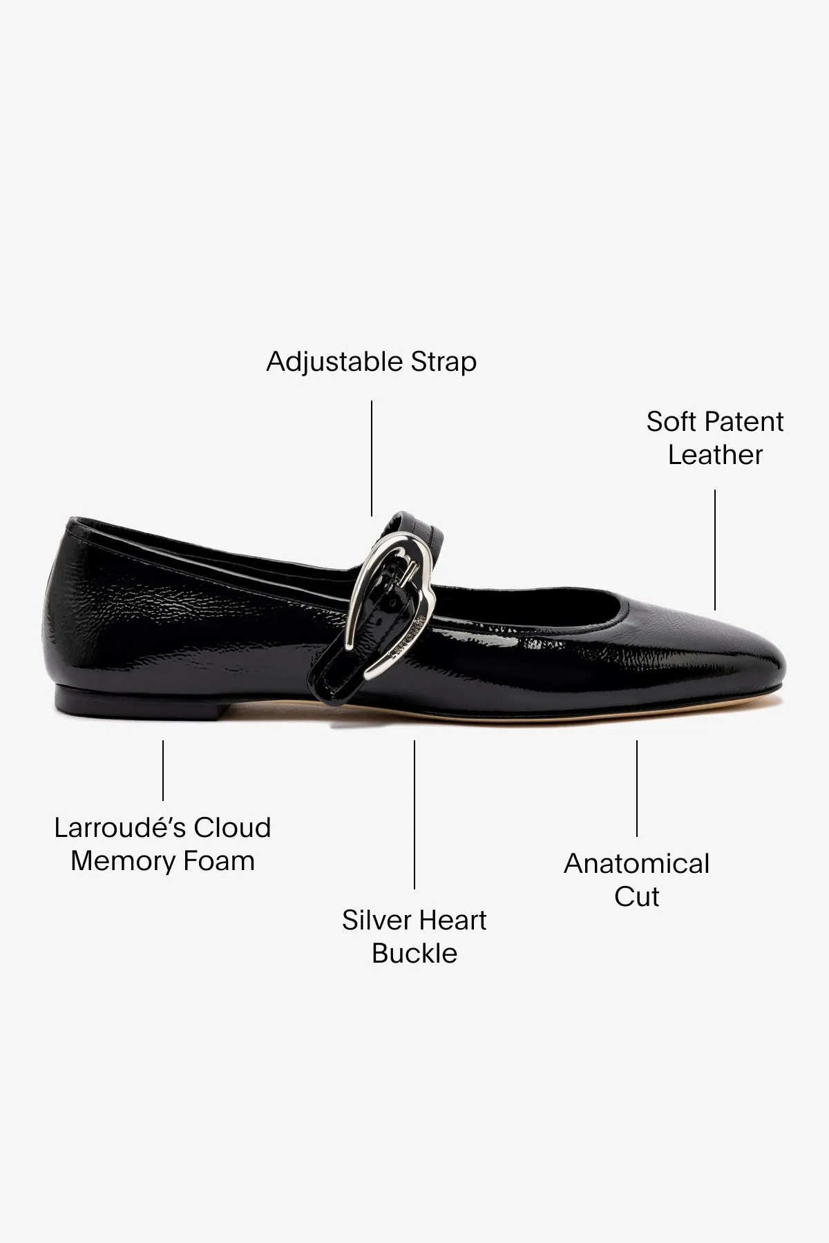 Verona Ballet Flat In Black Patent Leather Slip-On Style