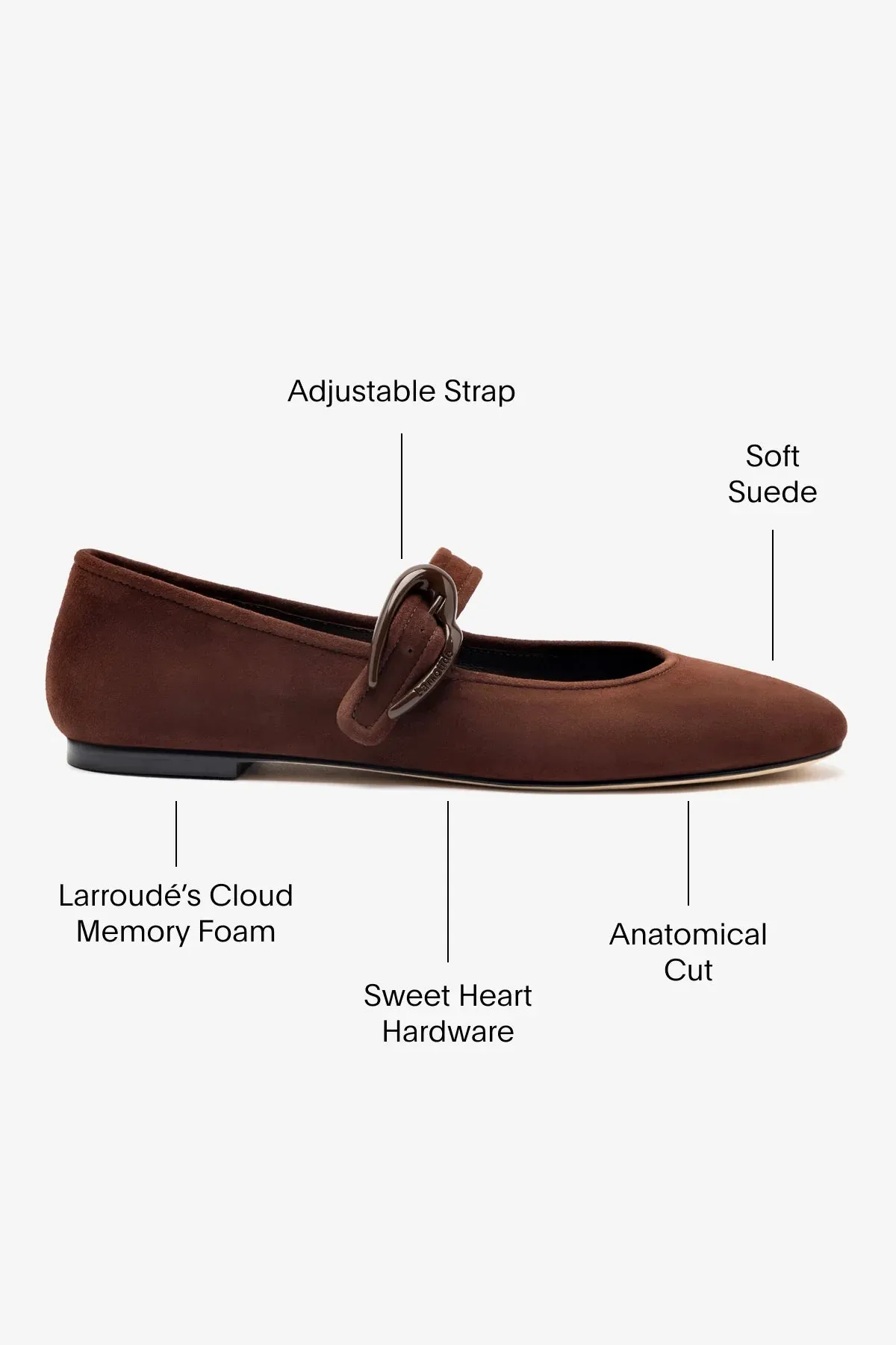 Verona Ballet Flat In Brown Suede High Comfort