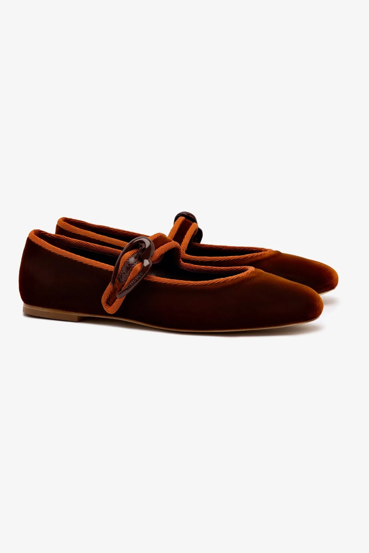 Verona Ballet Flat In Cuoio Velvet Casual Look