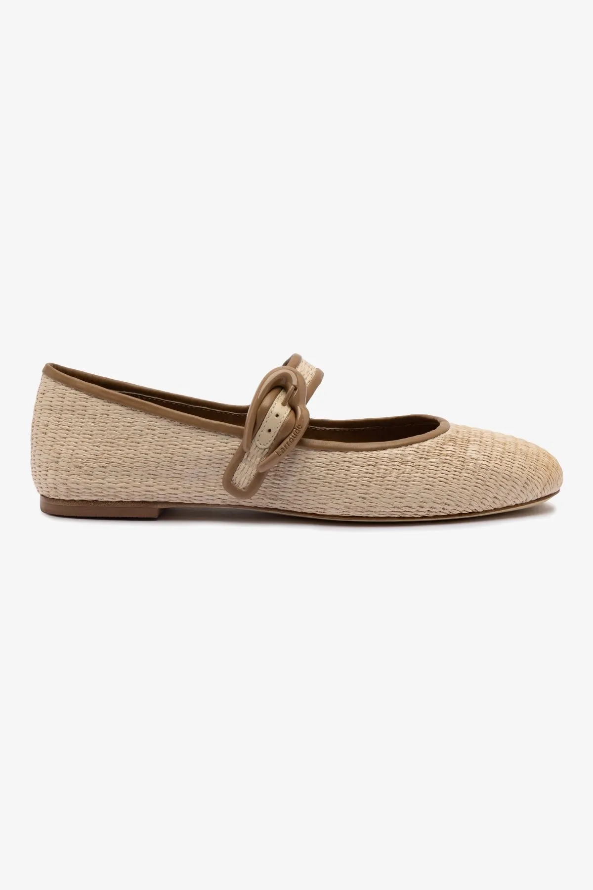 Verona Ballet Flat In Natural Raffia and Hazelnut Trimming Easy Walk Cloud Comfort Footwear