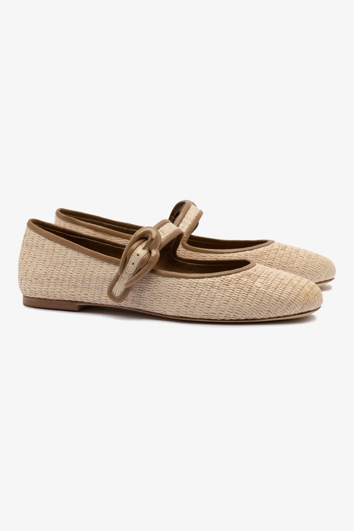 Verona Ballet Flat In Natural Raffia and Hazelnut Trimming Modern Classic