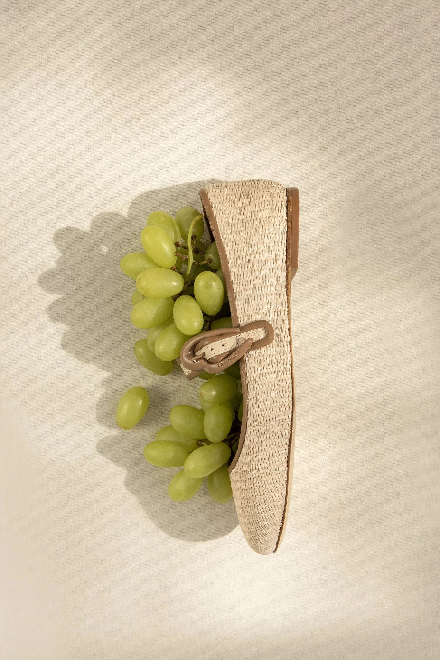 Verona Ballet Flat In Natural Raffia and Hazelnut Trimming Modern Classic