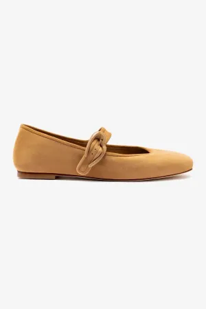 Moisture Wicking Fabric Chic Minimalist Design Verona Ballet Flat In Peanut Suede