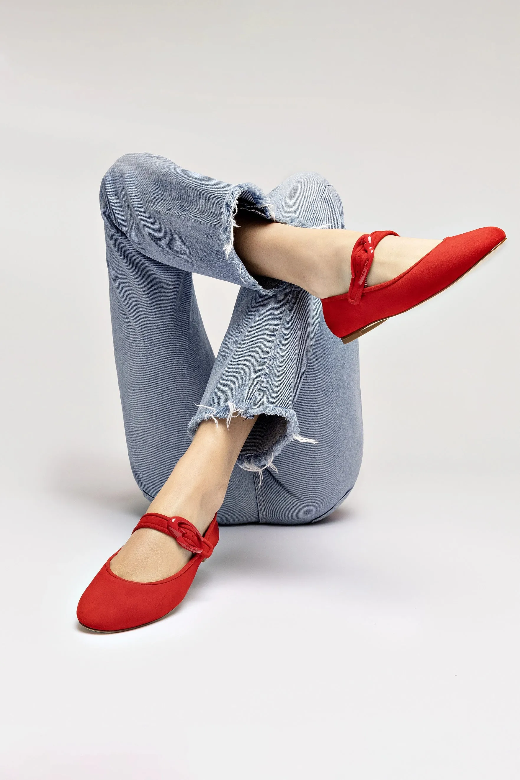 Verona Ballet Flat In Scarlet Suede Versatile Look