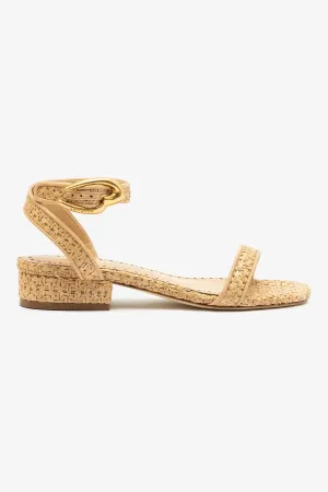 Light Support Shoes Cozy Design Verona Flat Sandal In Beige Leather and Natural Raffia
