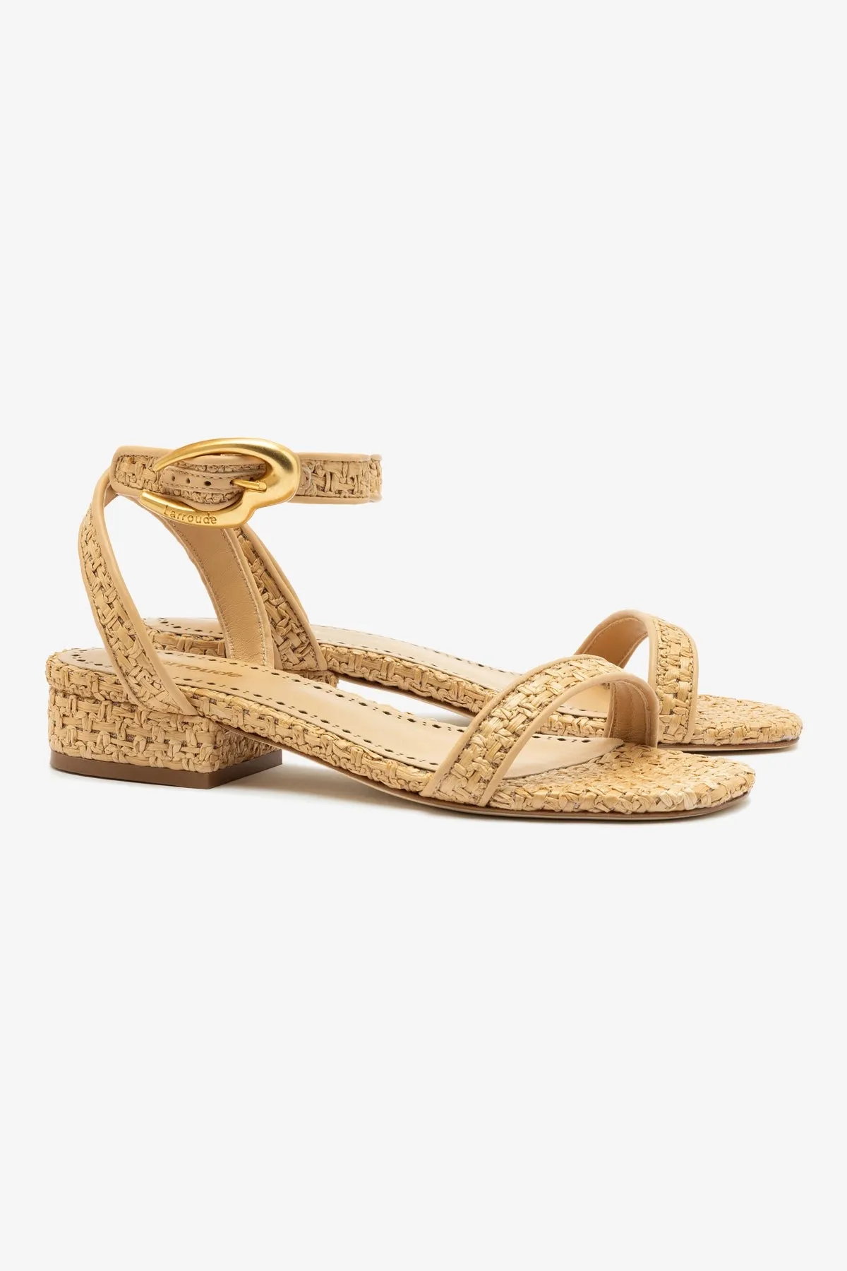 Verona Flat Sandal In Beige Leather and Natural Raffia All-Purpose