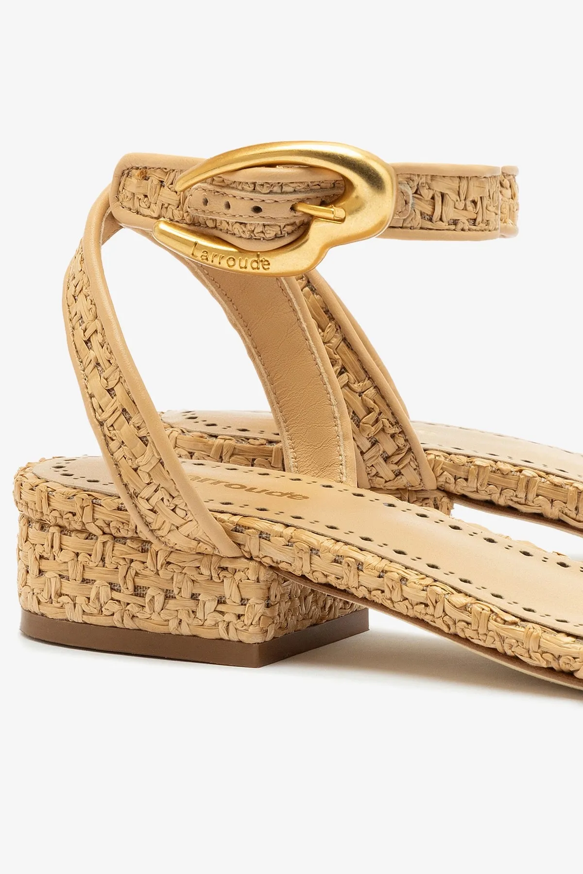Verona Flat Sandal In Beige Leather and Natural Raffia All-Purpose