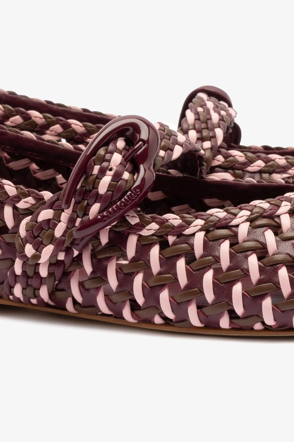 Verona Macrame Ballet Flat In Wine, Tulip and Burnt Umber Leather Modern Style