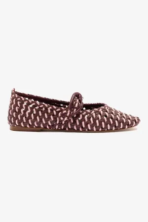 Cozy Comfort Soft Leather Verona Macrame Ballet Flat In Wine, Tulip and Burnt Umber Leather