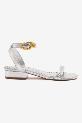 Verona Flat Sandal In Silver Metallic Leather Timeless Appeal