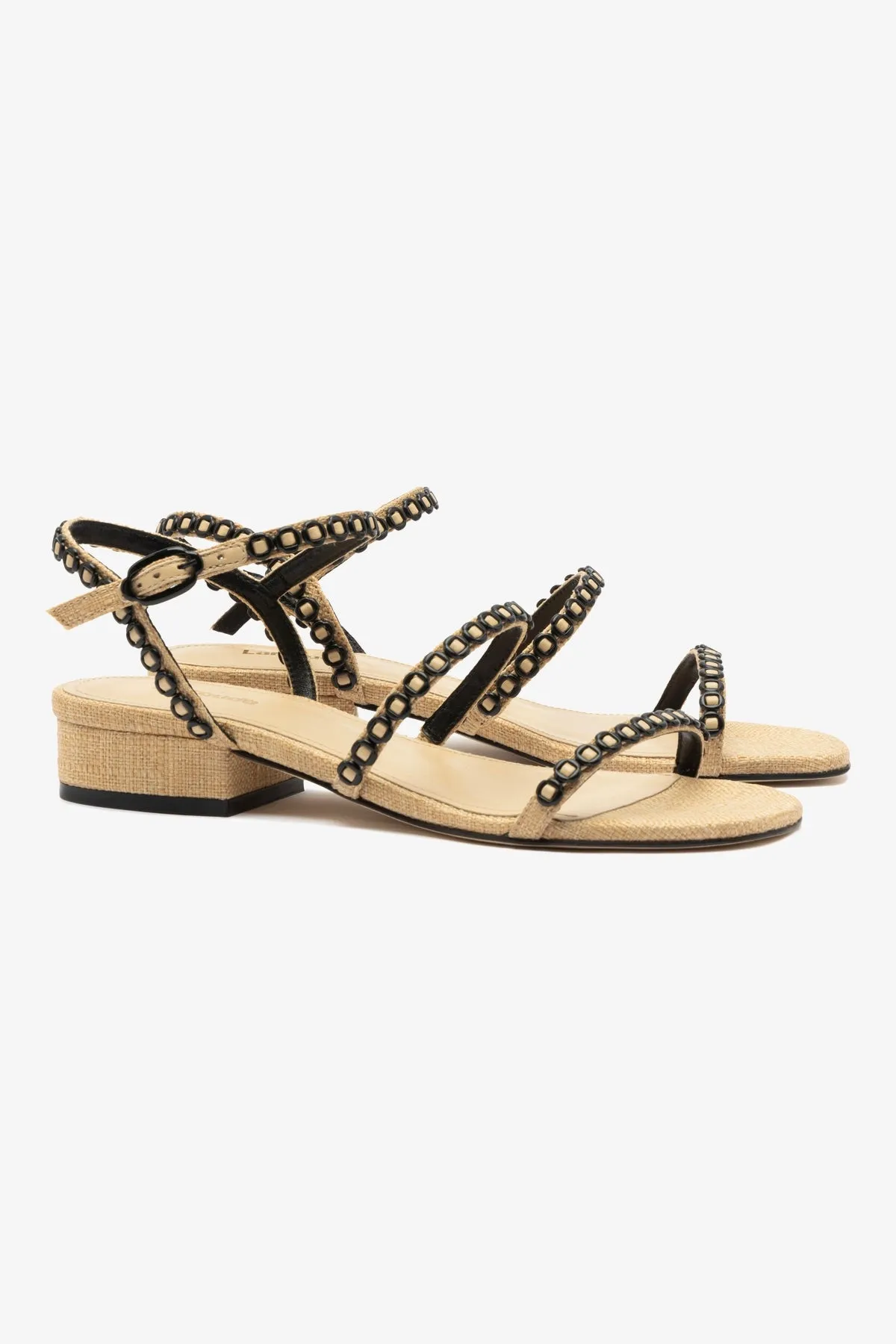 Versatile use Milanina Flat Sandal In Beige Raffia