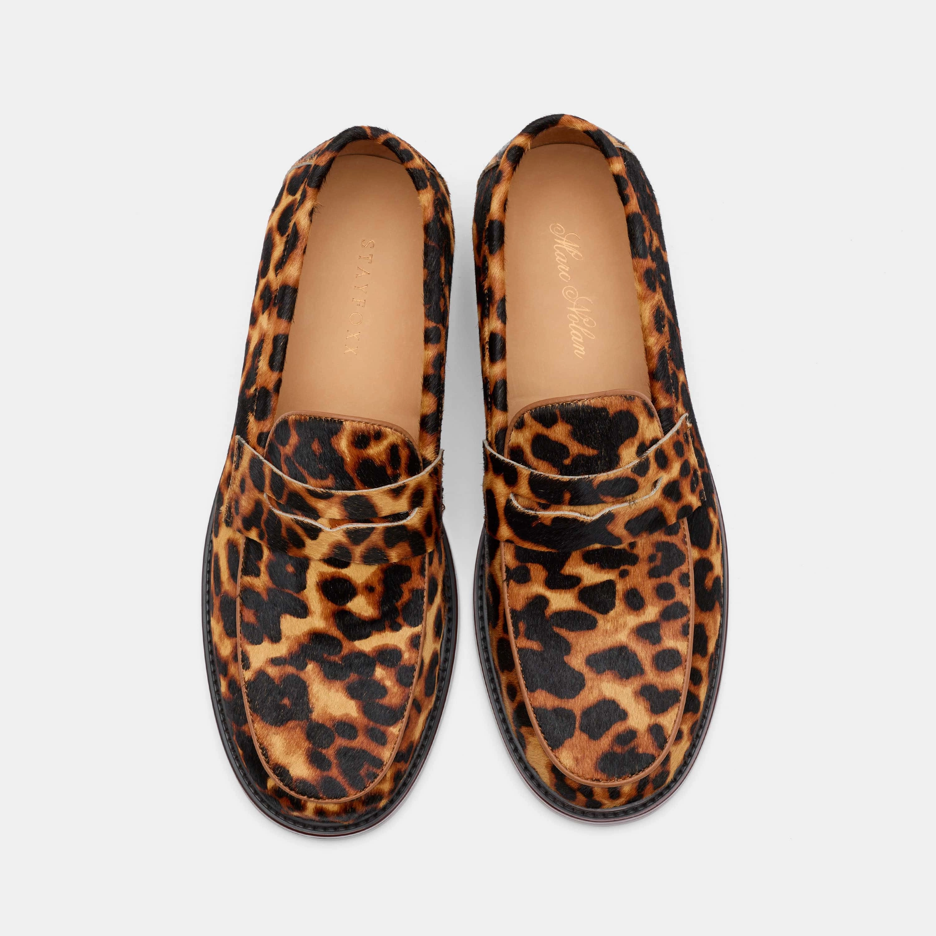 Versatile use StayFoxx Leopard Suede Apex Penny Loafer