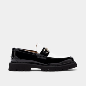 Casual Walk Blake Black/White Patent Leather Lug Bit Loafers