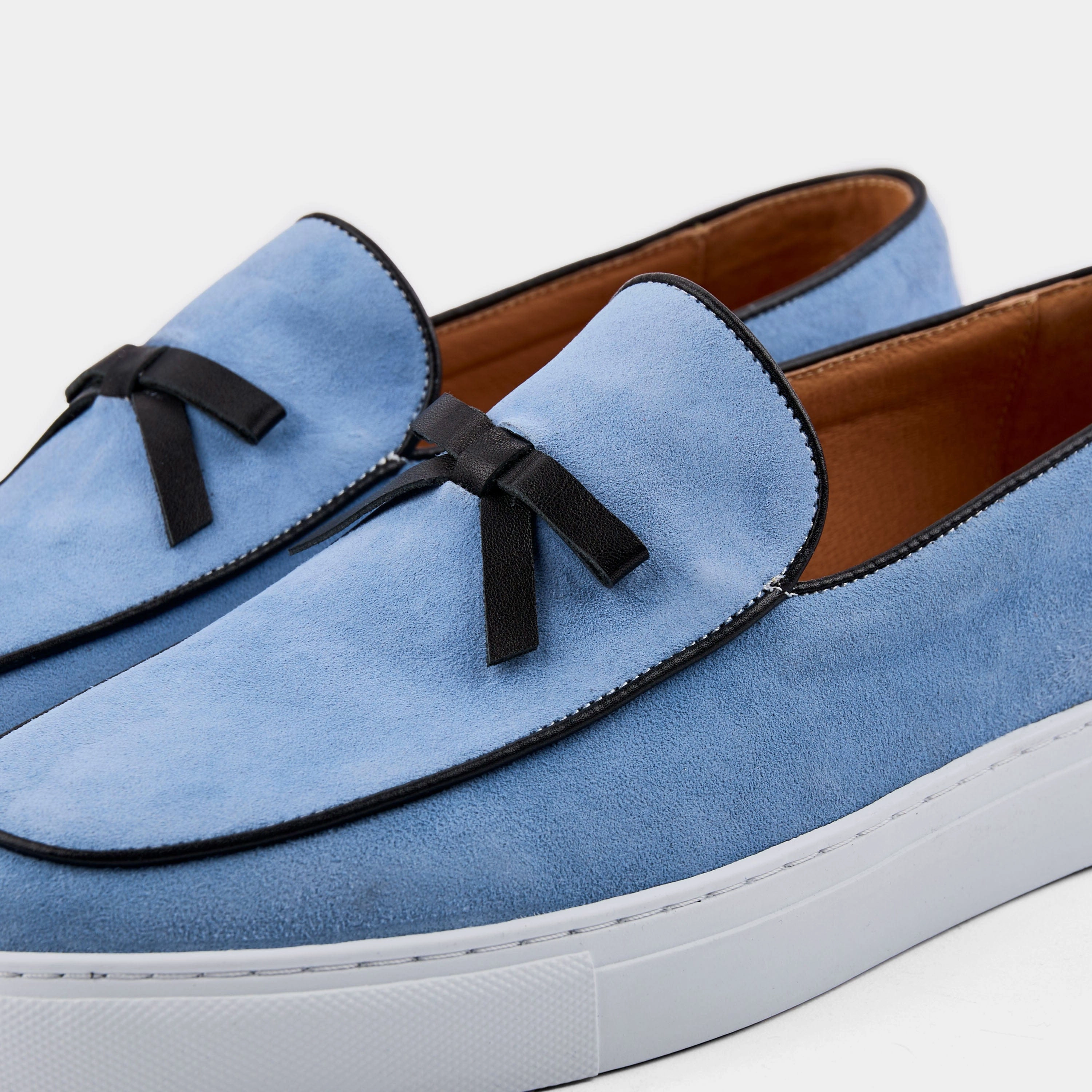 Versatile Wearability Odell Ivy Blue Suede Belgian Loafer Sneakers