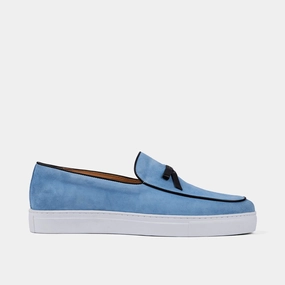 Odell Ivy Blue Suede Belgian Loafer Sneakers Classic Style
