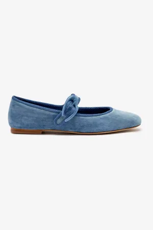 Verona Ballet Flat In French Blue Velvet Sleek Design