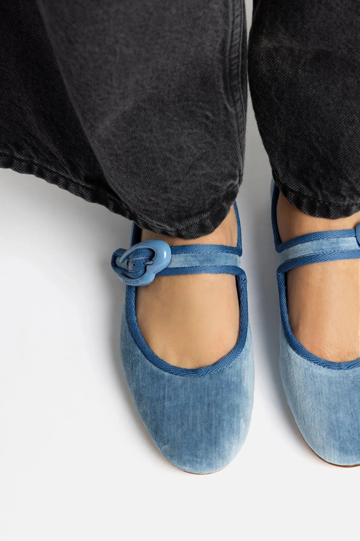 Walk Easy Verona Ballet Flat In French Blue Velvet