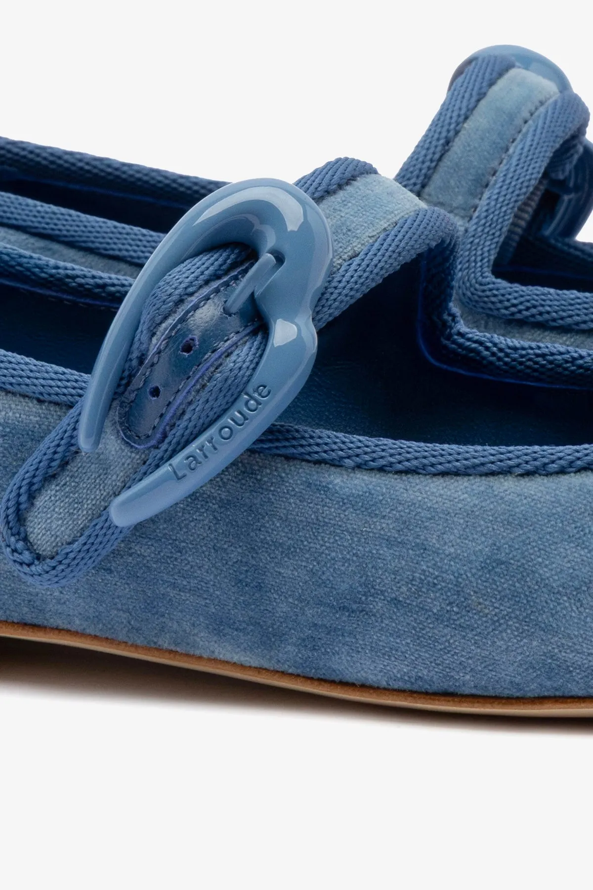 Walk Easy Verona Ballet Flat In French Blue Velvet