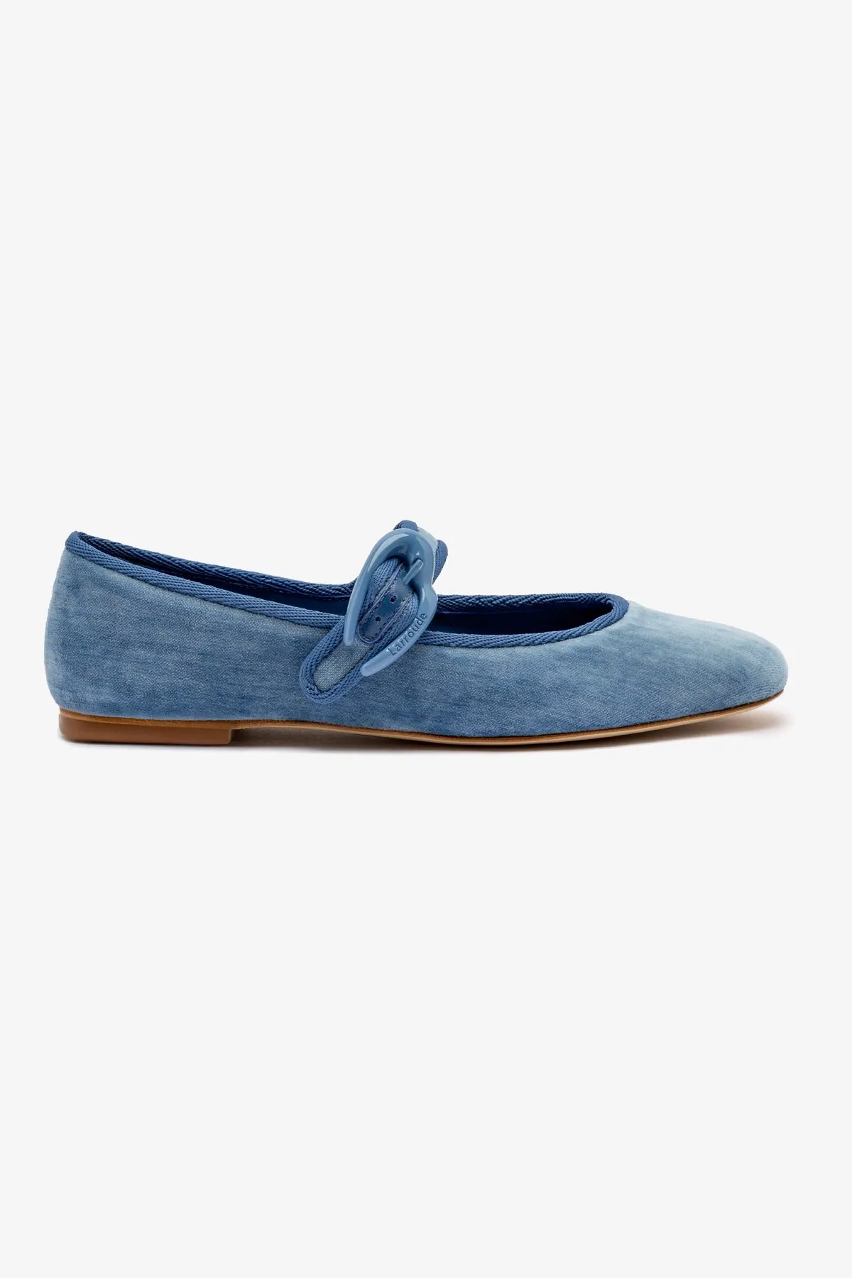 Verona Ballet Flat In French Blue Velvet Sleek Design