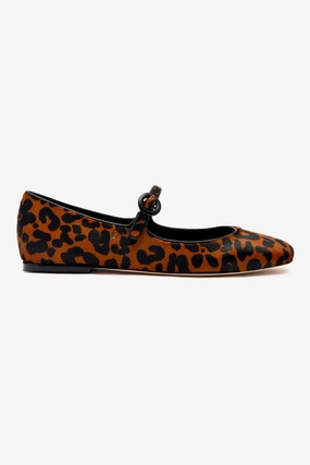 Soft Leather Blair Ballet Flat In Leopard Print Calf Hair