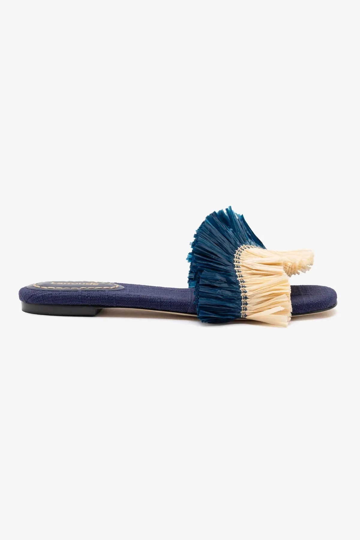 Practical Design Trendy Fit Ivy Fringe Flat In Navy Raffia